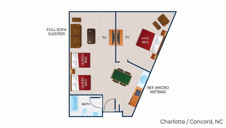 The floor plan for the Majestic Bear Suite(balcony/patio)
